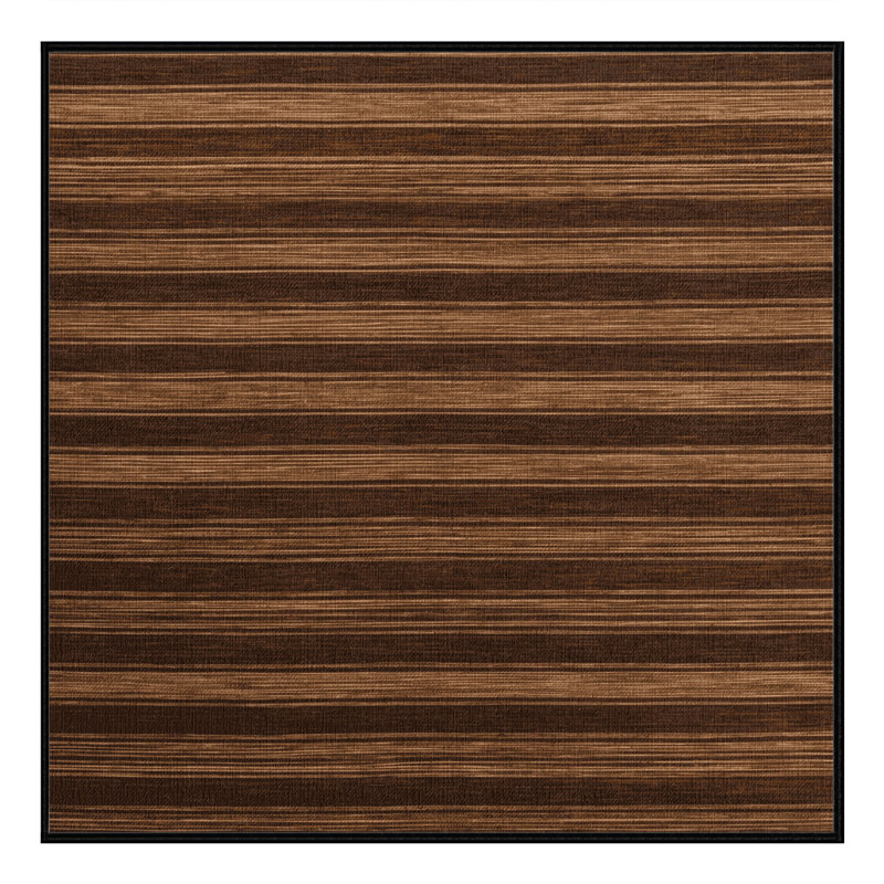 Tapis brun à rayures horizontales lavable à la machine, Carré 7 pi