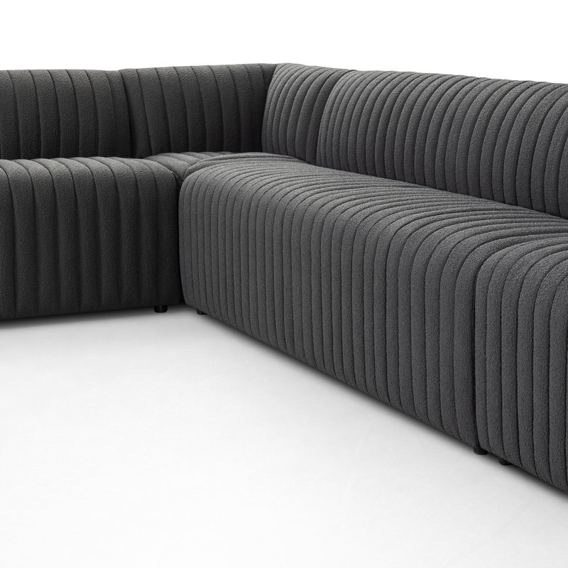 Augustine Modular Sectional, 31.5" H x 100" W x 66.5" D, Black Polyester