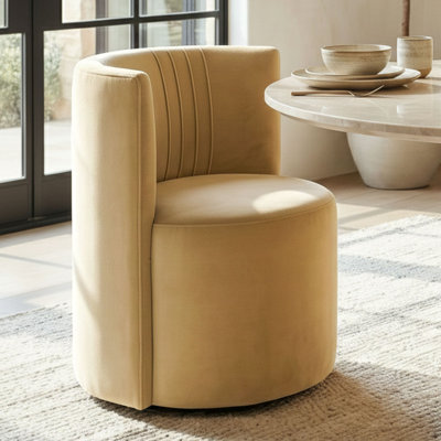 Velvet Rolling Barrel Armchair with Wheels