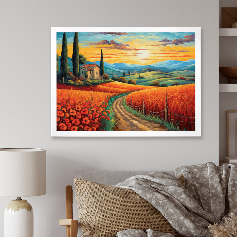 Valley Getaway I - Imprimé, Cadre simple blanc, H 34 po x l 44 po x P 1,5 po