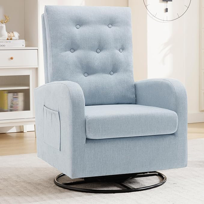 Ebern Designs Tahliyah Upholstered Swivel Rocker Glider Nursery Chair ...