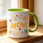 1pc Best Mom Ever Colorful Playful Design with Hearts Flowers & Sun Logo Ceramic Coffee Mug Coffee Cup Tea Mug.