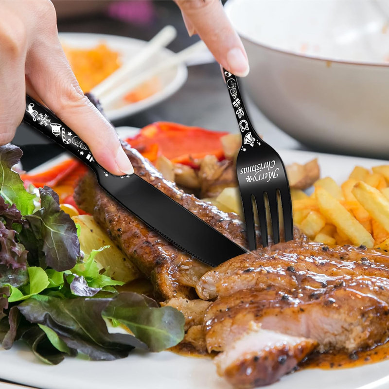 Ensemble de couverts 20 pièces en acier inoxydable pour 4 personnes, argenterie noire avec cuillères, couteaux, fourchettes, pour la maison, le restaurant, la vaisselle et la vaisselle