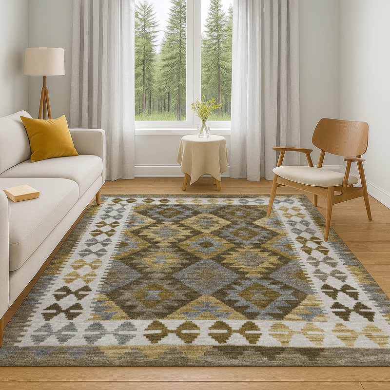 Premium Machine Washable Mayfield AMF1915 Tribal Rug, Rectangle 2'6" x 3'10"