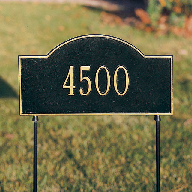 Plaque d'adresse sur 1 ligne, Vert et or, Oui