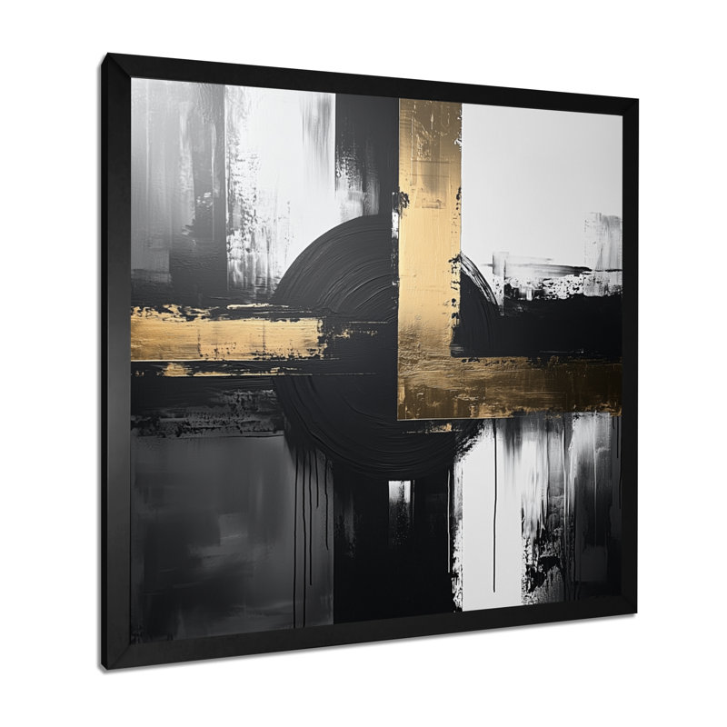 Scher - Art mural abstrait, Reproduction encadrée d'une seule photo, Noir, H 16 po x l 16 po