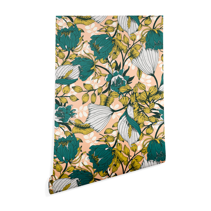 Panneau de papier peint adhésif mat 10 pi x l 24 po marta barragan camarasa tropical automne, L 10 po x l 24 po