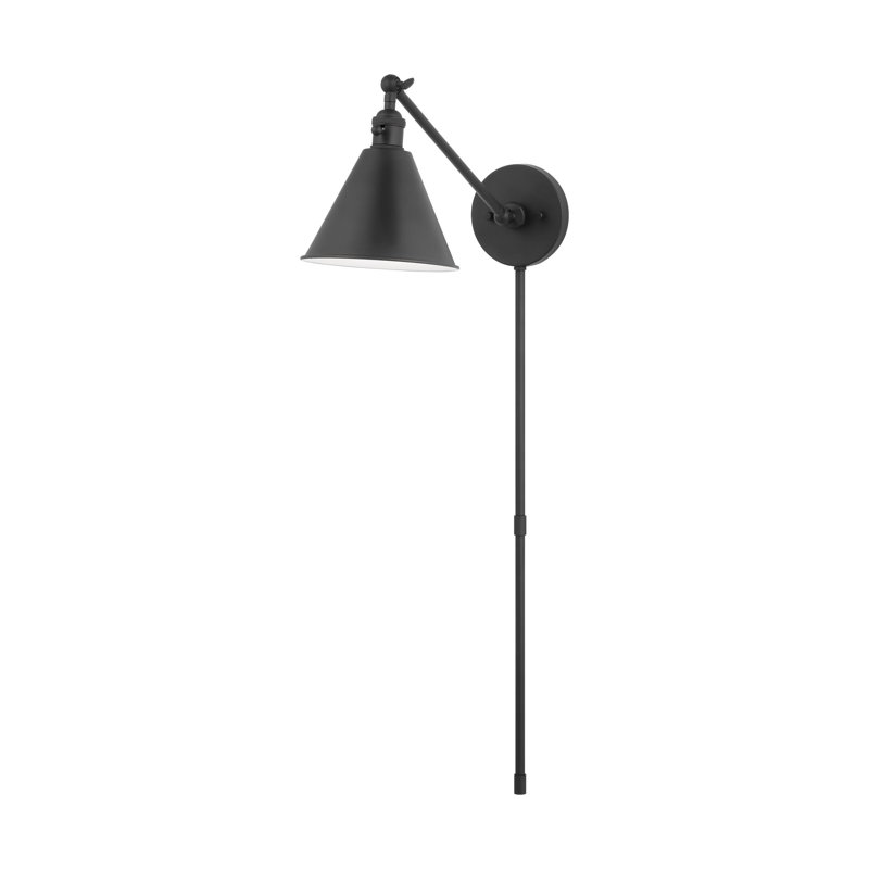 Barthel Steel LED Armed Sconce, Midnight Black, No