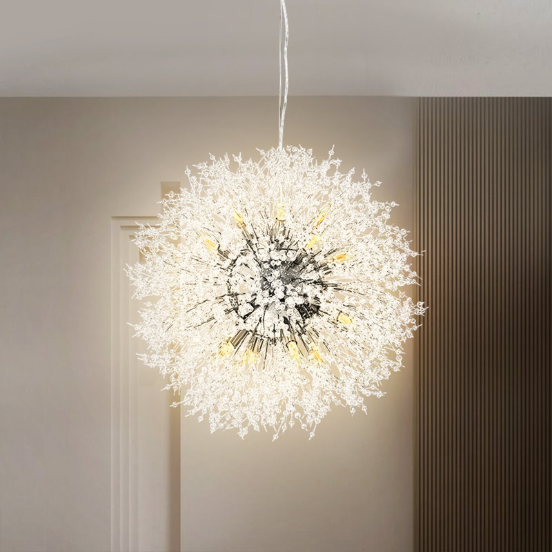 16-Light Crytal Sputnik Sphere Geometric Cluster Unique/Statement Chandelier, Chrome