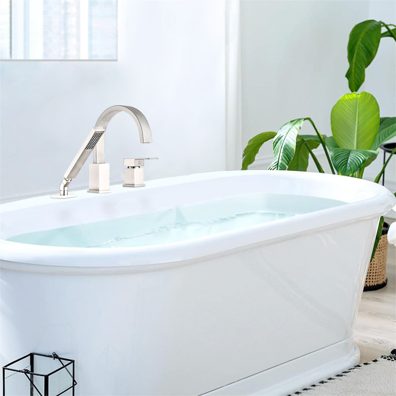 1 Handle Bathroom Roman Tub Faucet with Diverter, Brushed Nickel