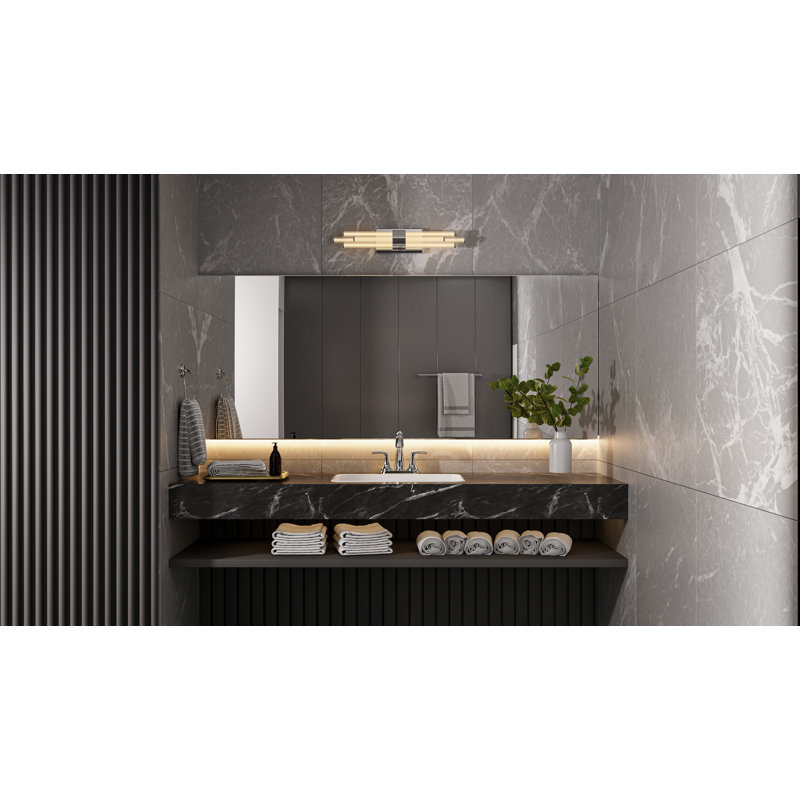 Luminaire de salle de bain à DEL intégré Alarcon avec interrupteur CCT, Chrome poli