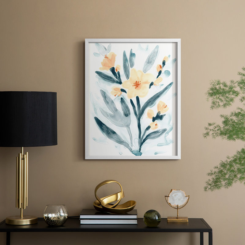 "Bouquet indigo et rosé II", H 15 po x l 12 po, Blanc