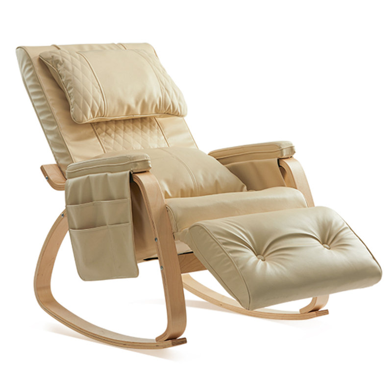 Chaise berçante Idellar, Naturel, Blanc crème
