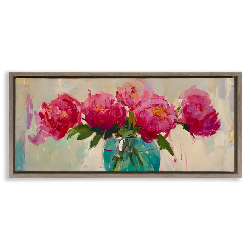 Cadre flottant vibrant dans un vase pivoines, design par LSR Creative Studio, Cadre flottant orme Montalcino
