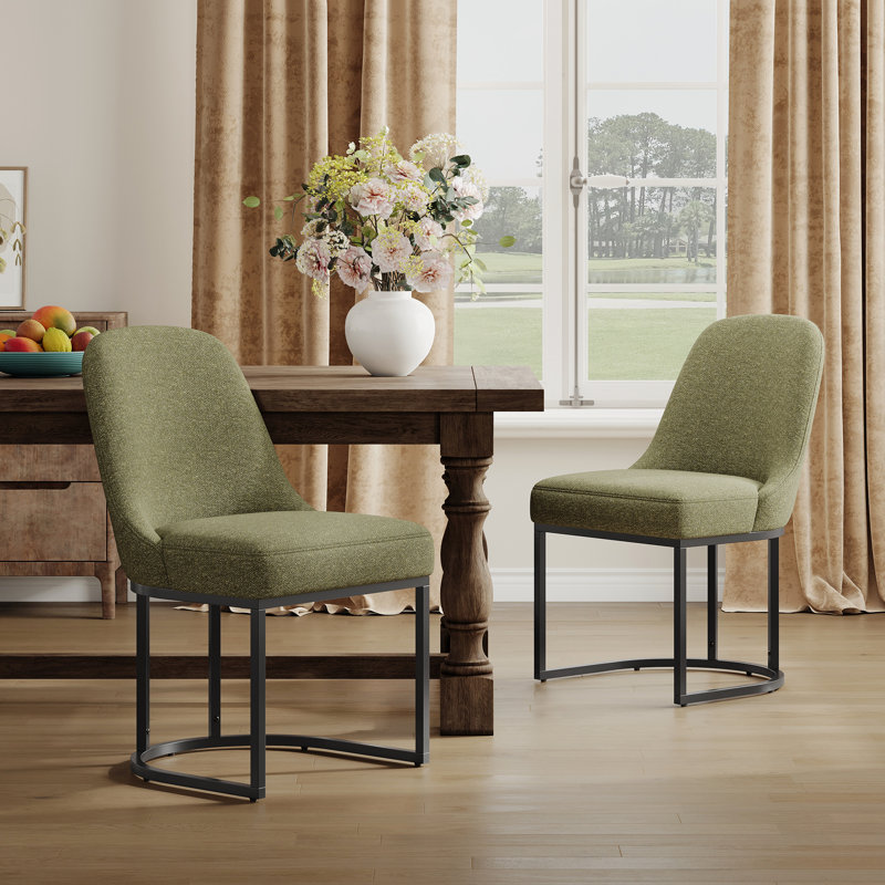 Chaise de salle à manger rembourrée Modern, Vert