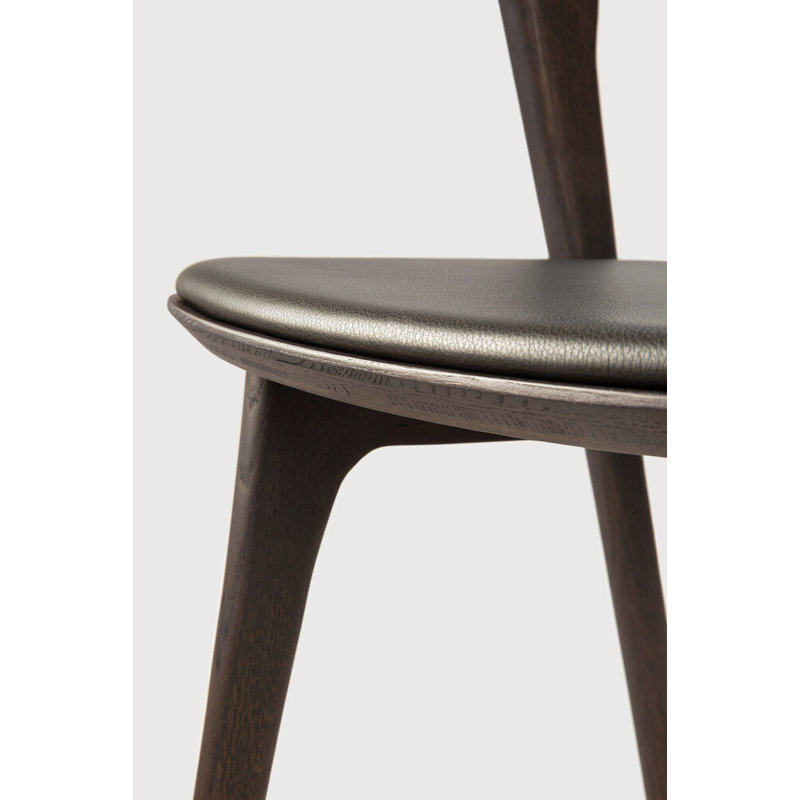 Bok Leather Dining Chair, Oak Brown Genuine Leather, Oak Brown