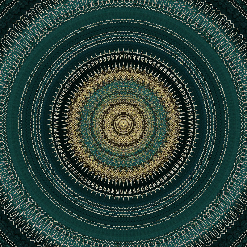 Mandala bohème émeraude doré, H 12 po x l 12 po
