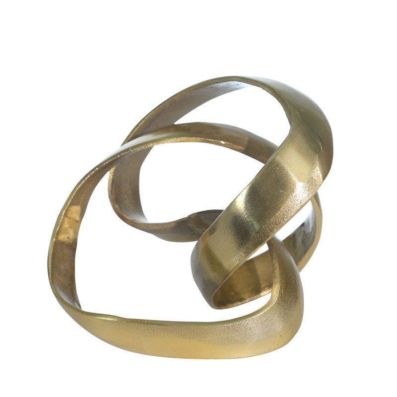 Decorative Metal Knot Sculpture - Gold, Gold, 8" H x 8" W x 7" D