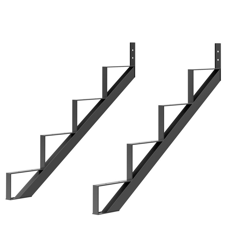 Élévateurs d'escalier robustes en acier, ensemble de 2 supports d'escalier en métal pour les marches extérieures et intérieures, 4 marches