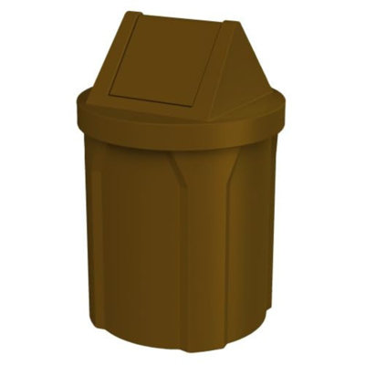  Sturdy Essentials Campus Collection 42 Gallon Round Plastic Indoor Or Outdoor Commercial Trash Can With Easy Access Swing Top Lid - Brown
