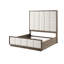 Ensemble de chambre à coucher King, capitonné, chêne brun, blanc, 2 pièces avec table de chevet