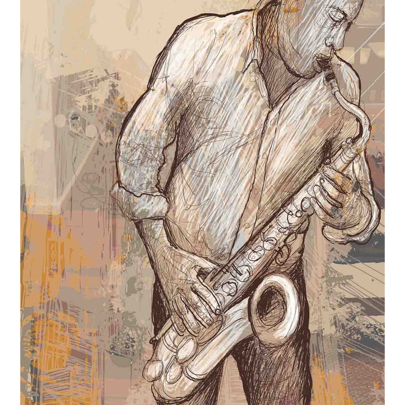 Jazz Musician Twin Duvet Cover Set with Pillow Sham