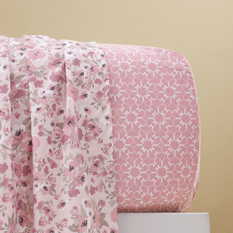 Ensemble de draps réversibles Candace Rose, Lit simple