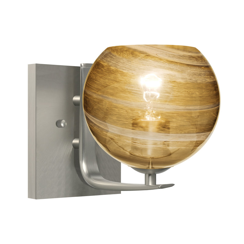 Applique pour salle de bain 1 lumières Ivers, Vapeur ambrée, Nickel satiné