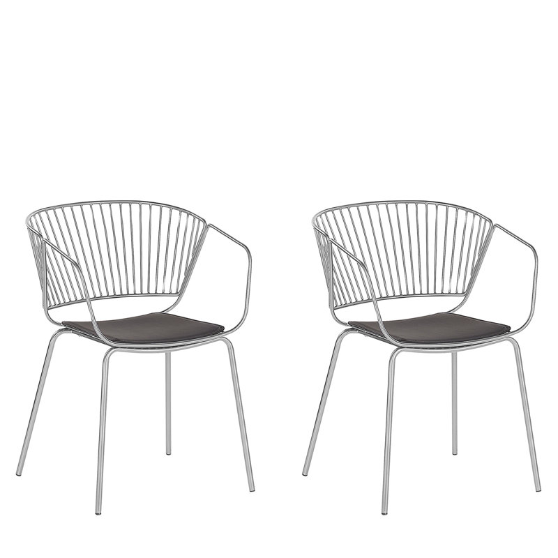 Boghos 44cm H Metal Slat Back Armchair, Silver