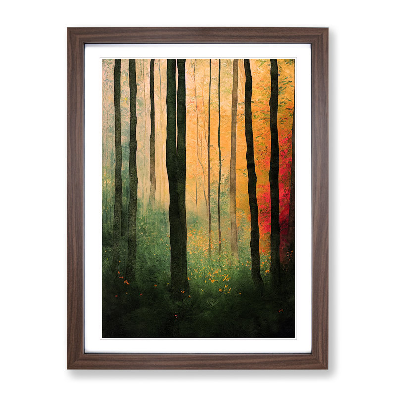 Forest No.4 - Single Picture Frame Painting, 64cm H x 46cm W x 2cm D, Walnut