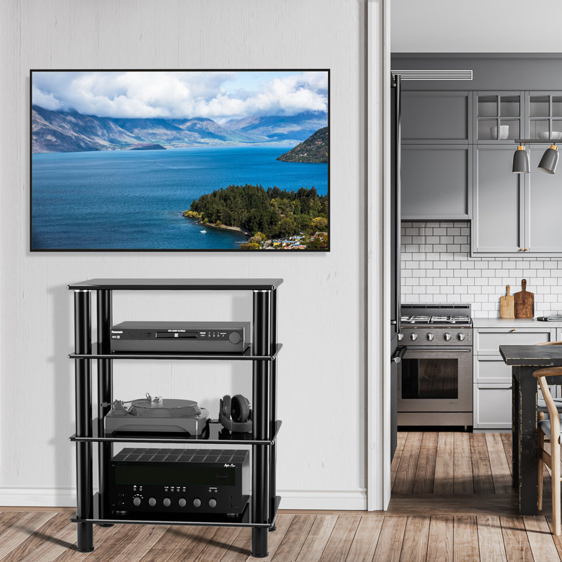 Universal 4-Tiers Glass TV Stand Audio Video Tower