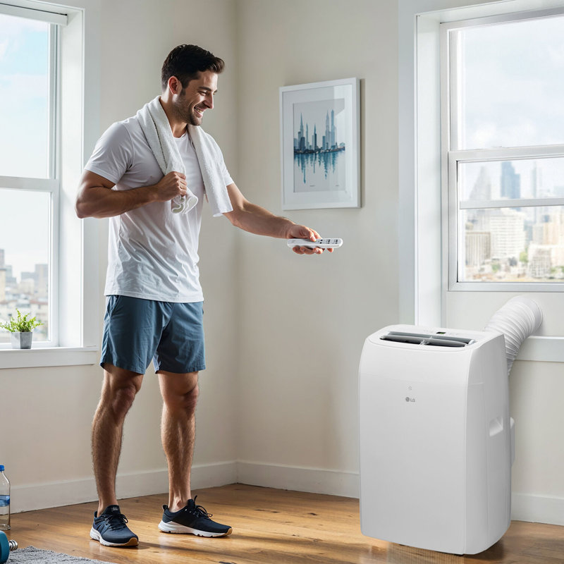 10,200 BTU DOE/ 14,000 BTU ASHRAE 115-Volt Portable Air Conditioner with Heat, Dehumidifier Function and Wi-Fi Control, 450 sq. ft.