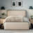 Bed Frame With Curved Upholstered Headboard And Footboard Bed With 4 Storage Drawers, Metal Platform Bed Frame-1099884416