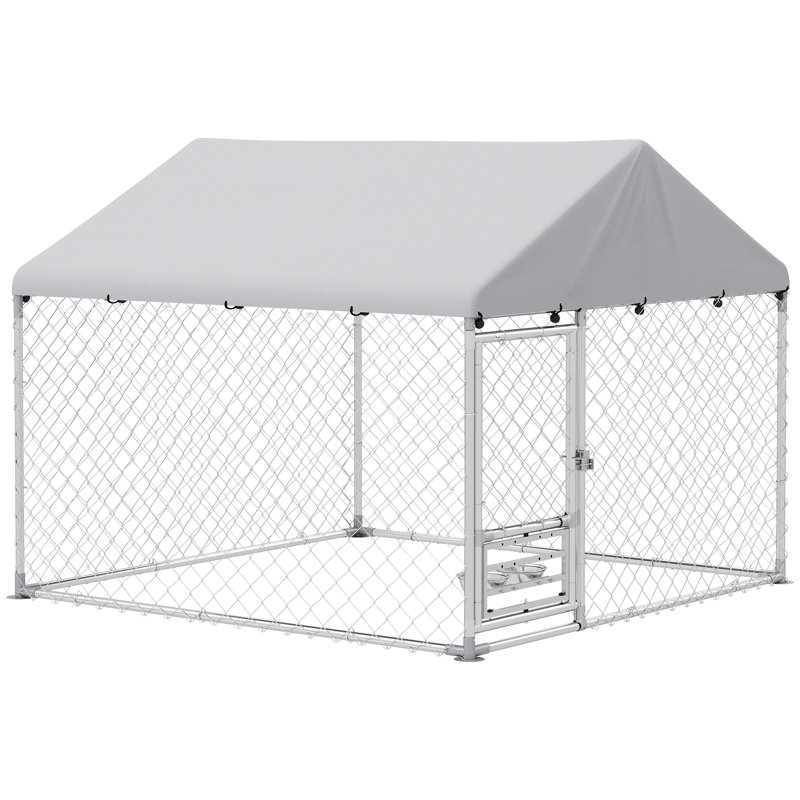 Parc pour chien d'extérieur avec bols réglables et rotatifs, H 60,6 po x l 78,7 po x P 78,7 po
