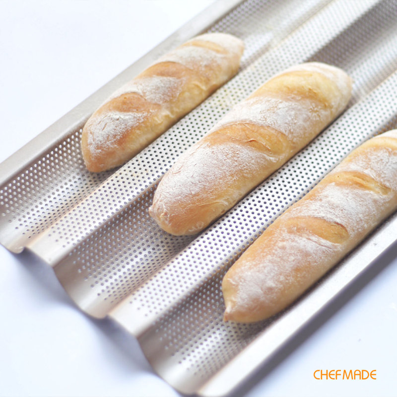 Champagne Gold Non-Stick Carbon Steel Baguette Pan