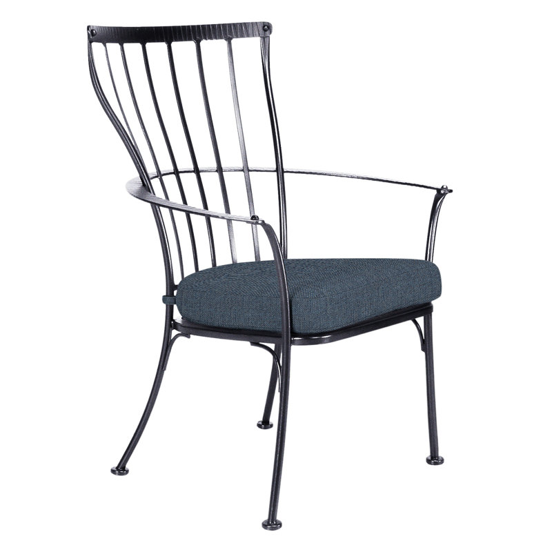 Monterra Outdoor Dining Armchair, Graphite, Flagship Stone Sunbrella®