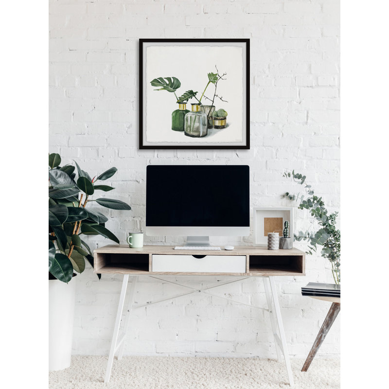 Green and Gold Framed Canvas Print for Kids, 12" x 12"