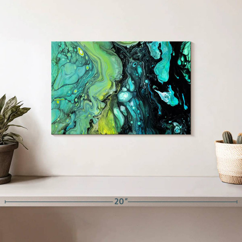 Avery abstrait noir et vert, H 8 po x l 12 po