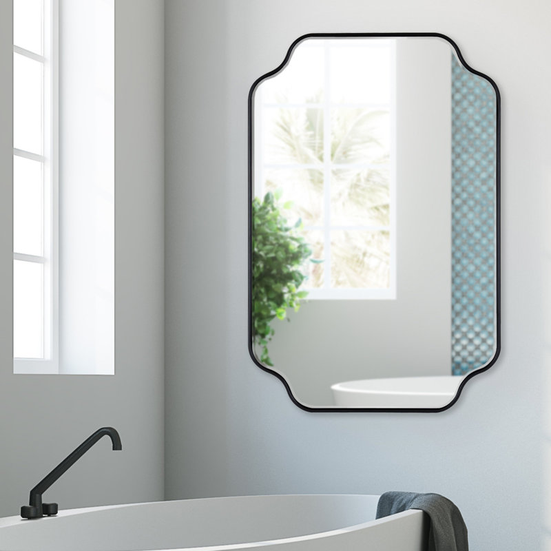 Aransa Scalloped Rectangle Wall Mirror, 36" x 24", Bronze
