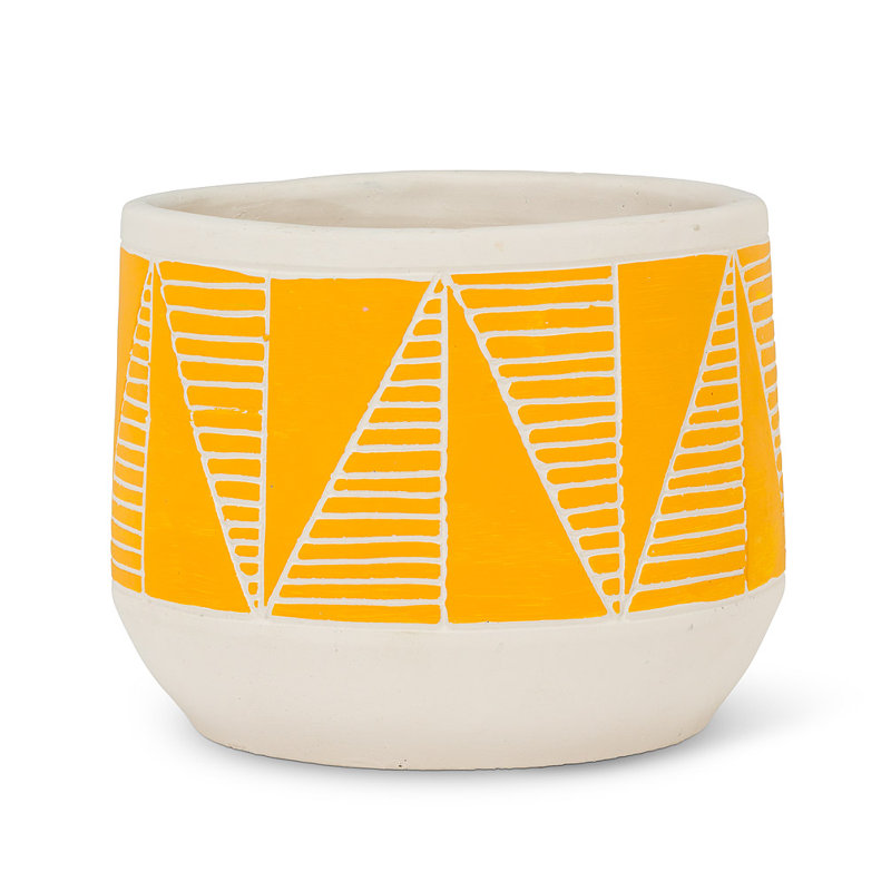 Pot à fleur en céramique gravé, H 6,5 po x l 6 po x P 6 po