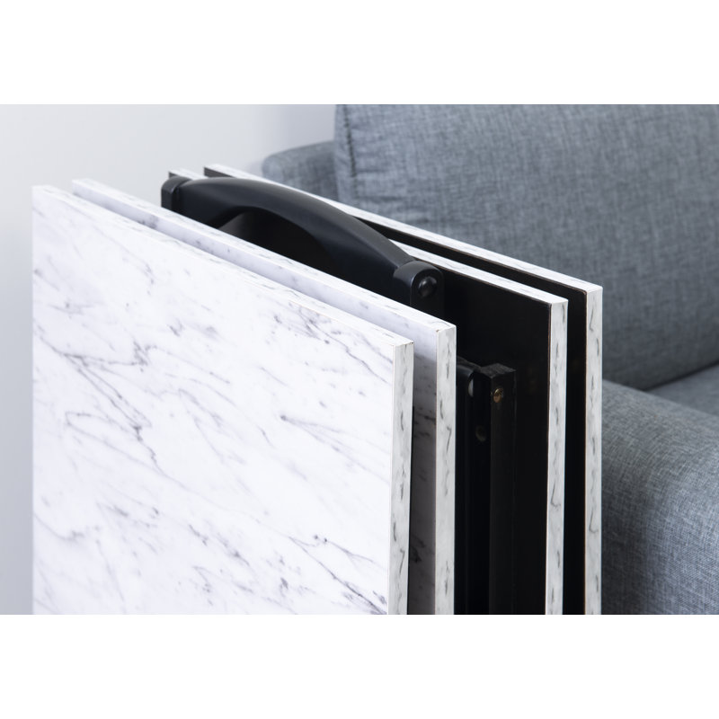 Riceboro Folding Tray Table Set, Black/White