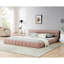 Thick Chenille Upholstered King Size Bed - Modern Platform With Headboard Pink Colour No Box Spring (88.5''*85.5''*24'' Fabric And Elegant