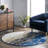 Melanarka Abstract Power Loom Performance Blue Rug-1267401077