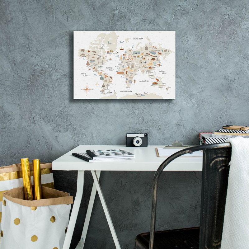 «Around The World 1» par Laura Marshall, art mural sur toile, H 12 po x l 18 po x P 0,75 po