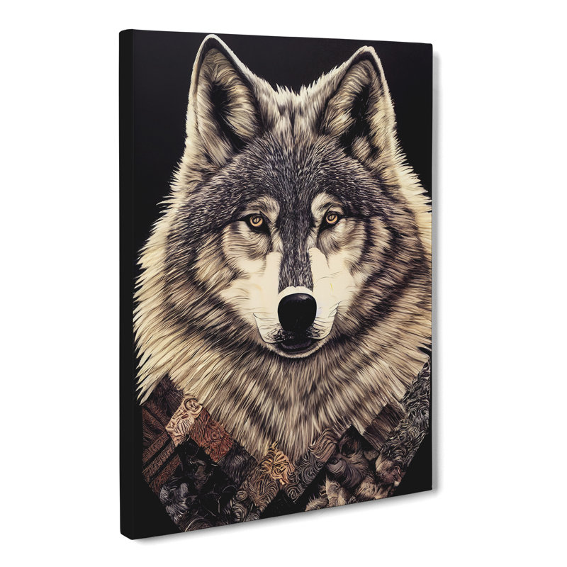 CAN-V0523-2918X Wolf Patchwork Vol.1 - Wrapped Canvas Print, 60cm H x 40cm W x 3cm D