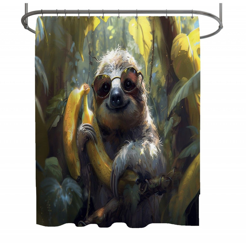 Sloth Animal Warm Shower Curtain, 83"H x 70"W