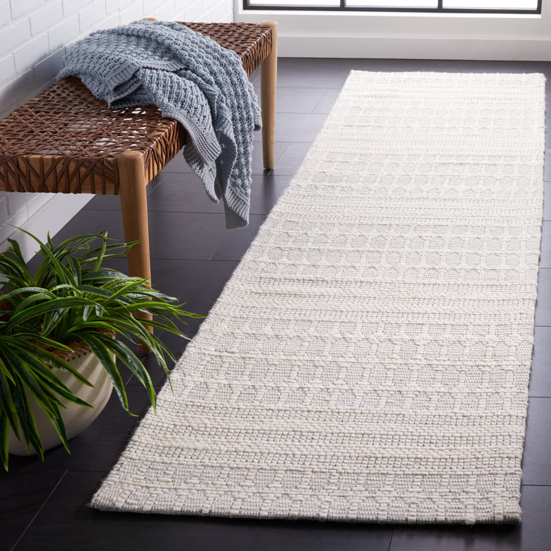 Tapis géométrique tissé à la main Bunyon, Tapis de couloir 2 pi 3 po x 9 pi