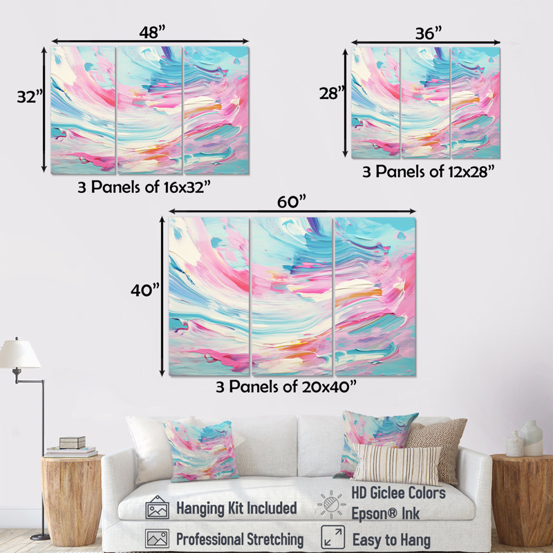 Daesha - Ensemble de salon mural abstrait, Toile tendue, H 32 po x l 48 po x P 1 po