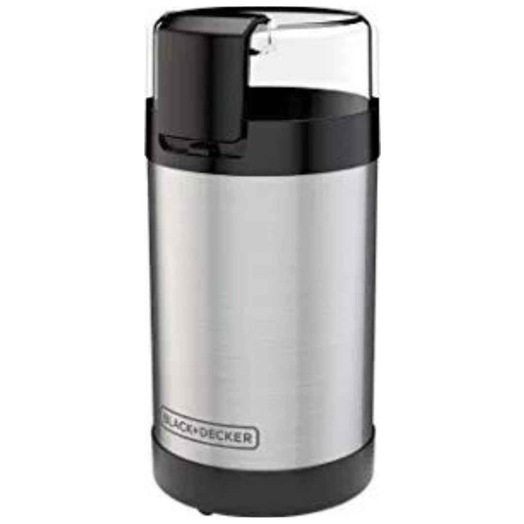 BLACK+DECKER One Touch Coffee Grinder, 2/3 Cup Coffee Bean Capacity, Spice Grinder, One Touch Push-Button Control -150 Watts -Stainless Steel Blades BLACK+DECKER