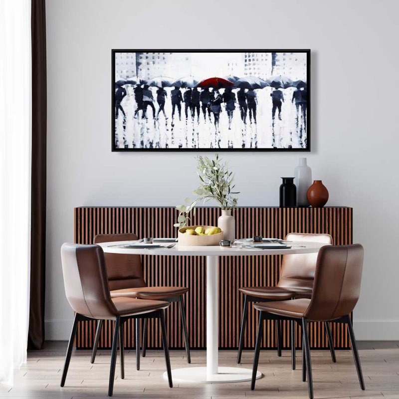 Silhouettes marchant sous la pluie - Toile encadrée Home Decor